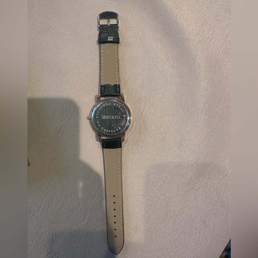 Mreurio Rose Gold and Black Leather Watch - Picture 5 of 6